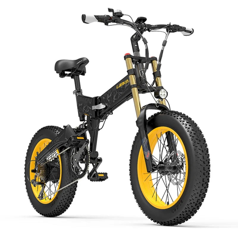 LANK ELEISI X3000PLUS Folding Fat Tire Electric Bike 1000W Full Suspension Hydraulic Brake Foldable Off Road Ebike