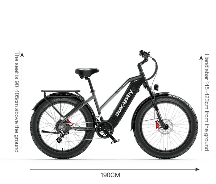 （EU Stock） DUKAWEY DM530PLUS Step-Thru Fat Tire Electric Bike 1000W 52V20Ah Samsung Battery Hydraulic Brake Commuter Ebike