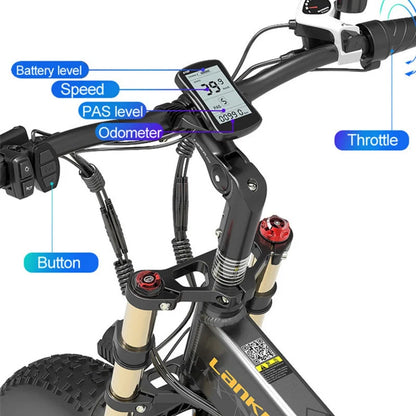 LANK ELEISI X3000PLUS Folding Fat Tire Electric Bike 1000W Full Suspension Hydraulic Brake Foldable Off Road Ebike