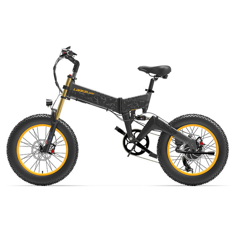 LANK ELEISI X3000PLUS Folding Fat Tire Electric Bike 1000W Full Suspension Hydraulic Brake Foldable Off Road Ebike