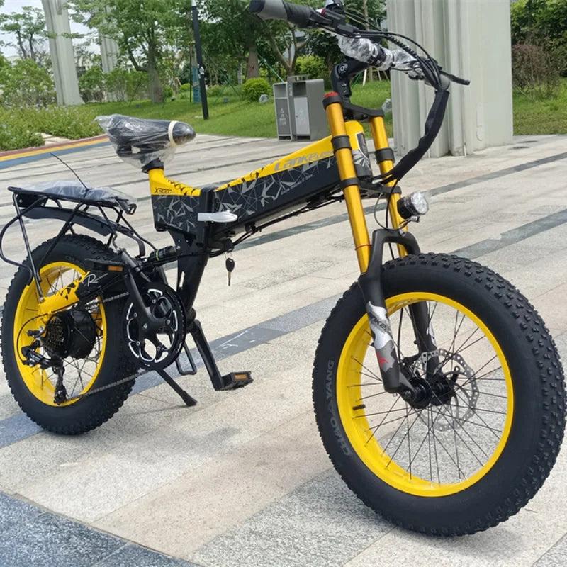 LANK ELEISI X3000PLUS Folding Fat Tire Electric Bike 1000W Full Suspension Hydraulic Brake Foldable Off Road Ebike