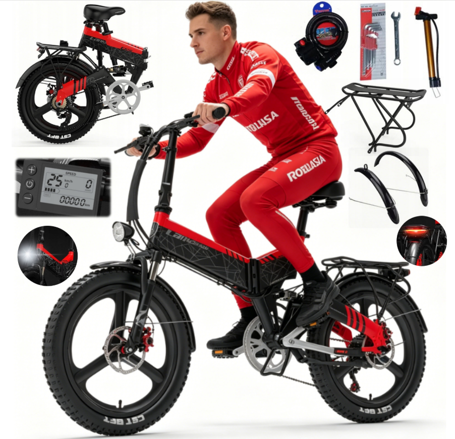 (EU Stock) LANKELEISI G650 Foldable Electric Bike 500W Motor 48V 12.8Ah 20×2.4" Fat Tire Hydraulic Brakes E-bike