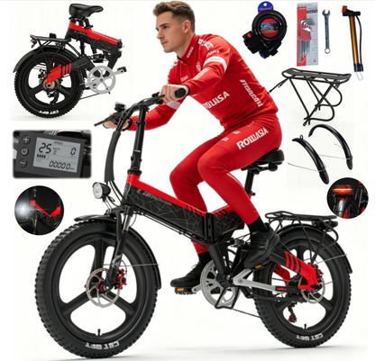 (EU Stock) LANKELEISI G650 Foldable Electric Bike 500W Motor 48V 12.8Ah 20×2.4" Fat Tire Hydraulic Brakes E-bike