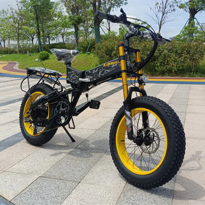 LANK ELEISI X3000PLUS Folding Fat Tire Electric Bike 1000W Full Suspension Hydraulic Brake Foldable Off Road Ebike