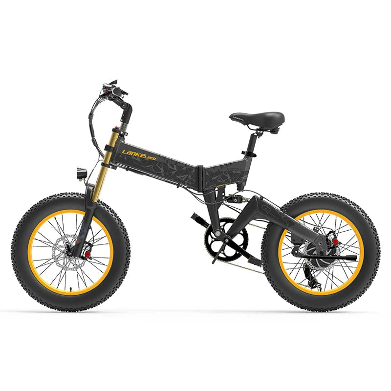 LANK ELEISI X3000PLUS Folding Fat Tire Electric Bike 1000W Full Suspension Hydraulic Brake Foldable Off Road Ebike