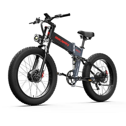 DUKAWEY BST-6 Foldable Dual Motor Fat Tire Electric Bike Full Suspension Hydraulic Brake Off Road Folding Ebike