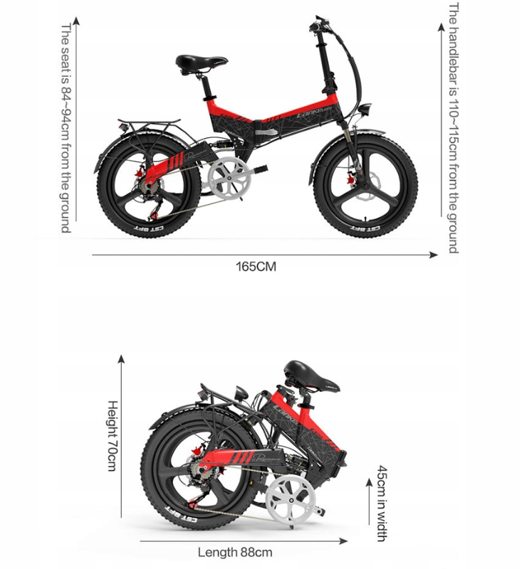 (EU Stock) LANKELEISI G650 Foldable Electric Bike 500W Motor 48V 12.8Ah 20×2.4" Fat Tire Hydraulic Brakes E-bike