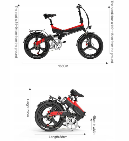 (EU Stock) LANKELEISI G650 Foldable Electric Bike 500W Motor 48V 12.8Ah 20×2.4" Fat Tire Hydraulic Brakes E-bike