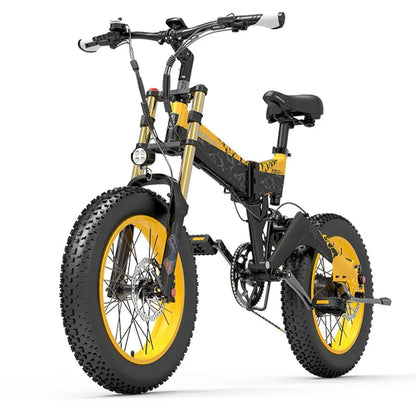 LANK ELEISI X3000PLUS Folding Fat Tire Electric Bike 1000W Full Suspension Hydraulic Brake Foldable Off Road Ebike